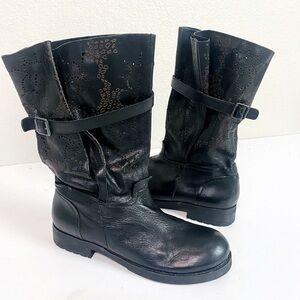 Bacio 61 Black Leather Prolisso Boots Size 8
